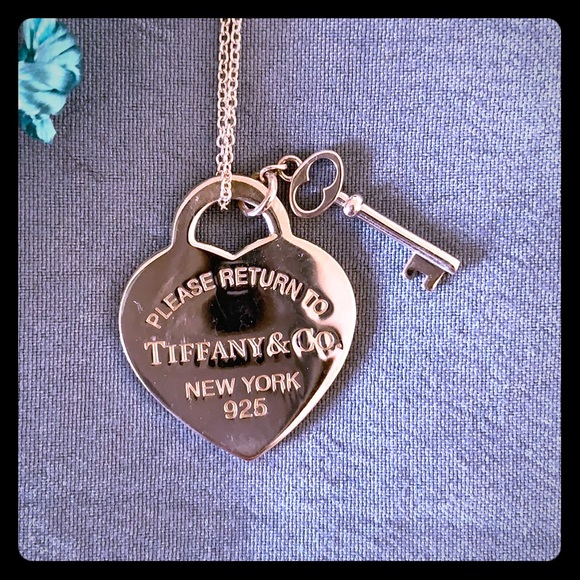 Tiffany & Co. Jewelry - Tiffany Heart Tag w Key Necklace